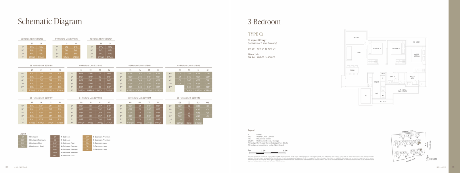 Floor plan sheet from the developer's Amberwood at Holland plans