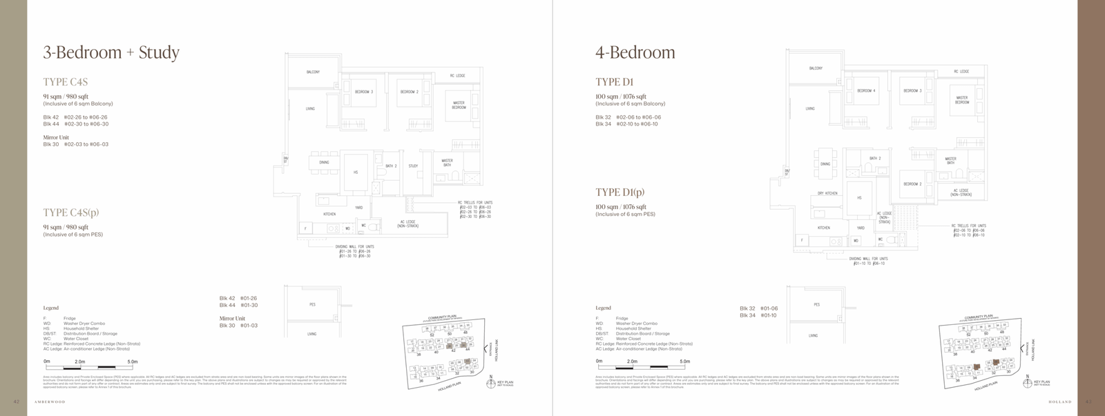 Floor plan sheet from the developer's Amberwood at Holland plans